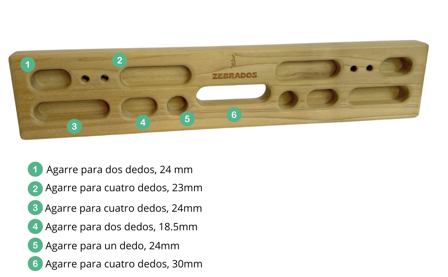 Hangboard portable de Zebrados para usar en cualquier sitio. Mejora tu fuerza de agarra de dedos sin necesidad de ir al rocodromo. Cuerdas incluidas. Fortaleza tus dedos y no pierdas la forma.